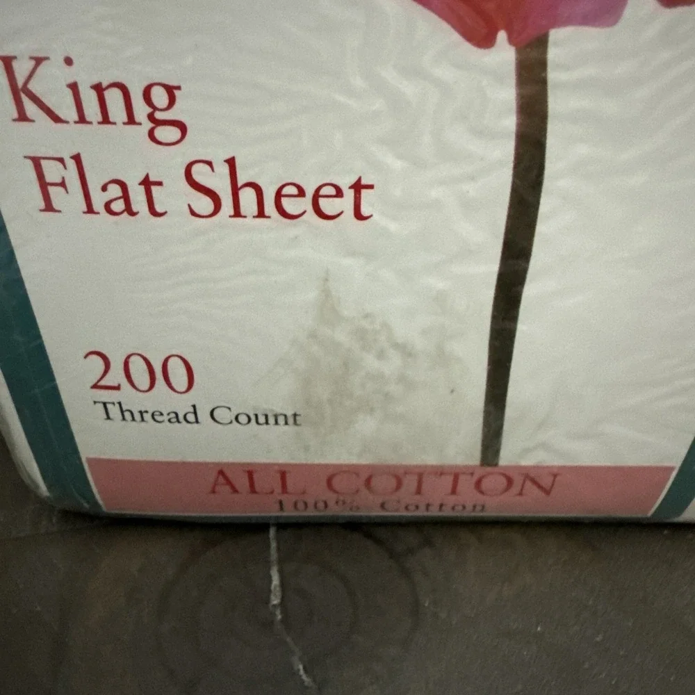 ViTG Springmaid King Flat Sheet White Floral 78